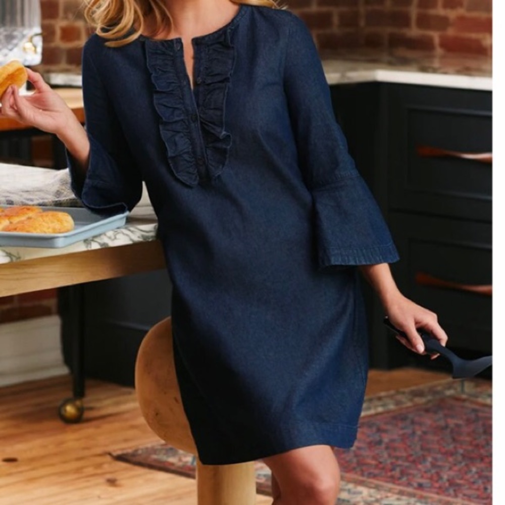 Draper James Chambray Ruffle Dress